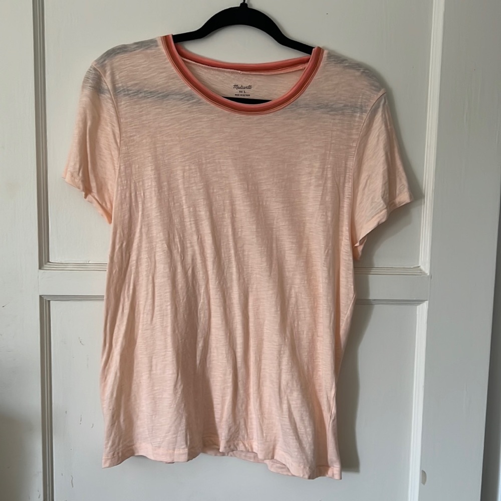 Madewell Light Pink Slub Tee with Contrast Collar